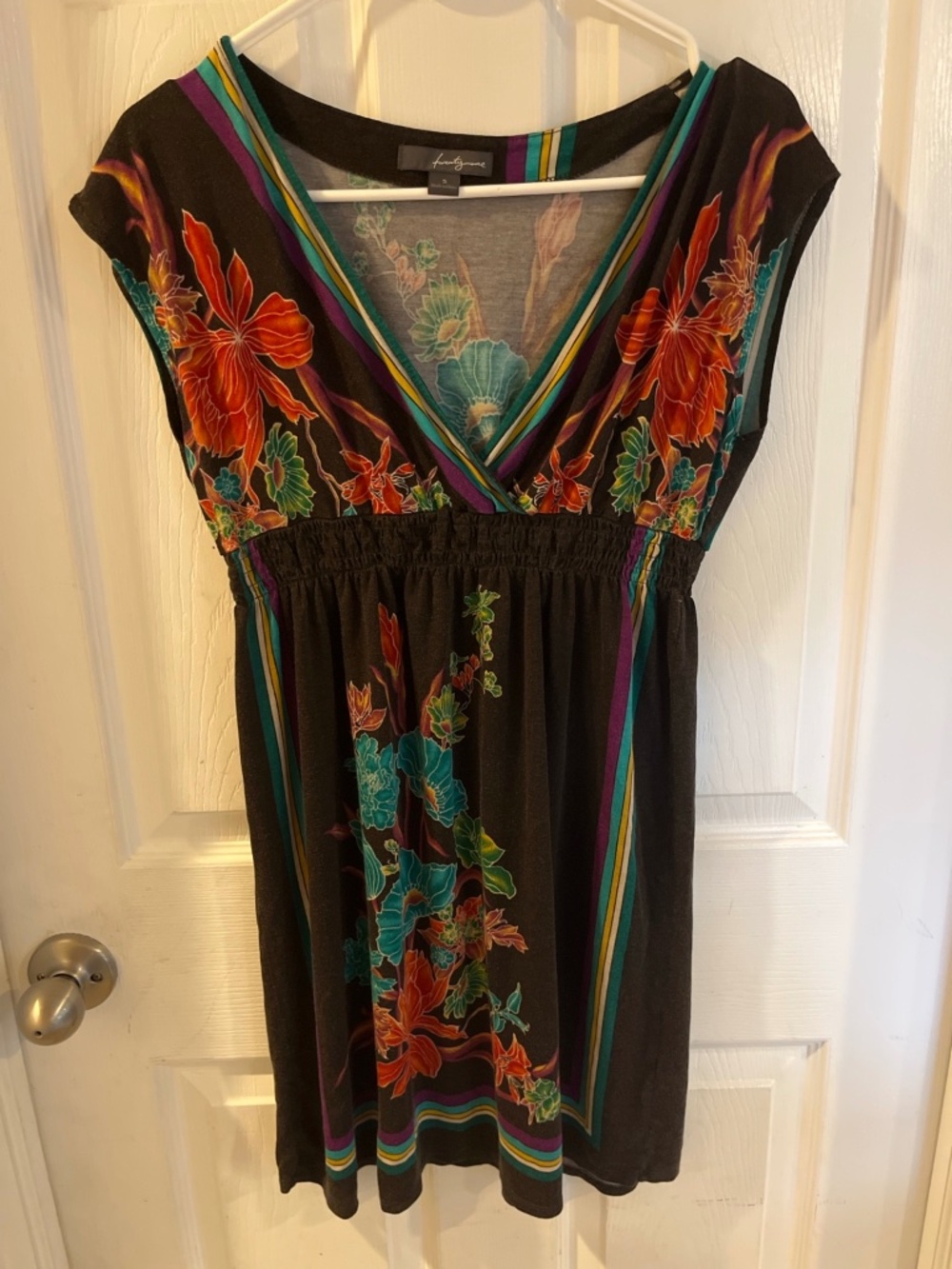 Twenty One Floral Border Print Empire Waist Dress – Size Small